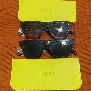 Black and Yellow Wayfarer Sunglasses with Neon Cases